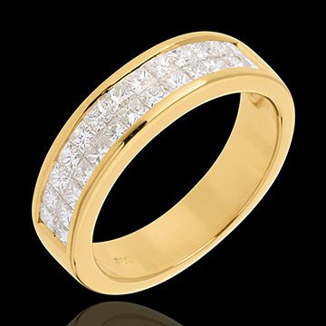 gift women Half eternity ring yellow gold double channel setting 1 carat