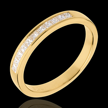gift women Half eternity ring yellow gold semipave channel setting 031 