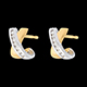 gifts women tandem half moon earrings yellow and white gold 16