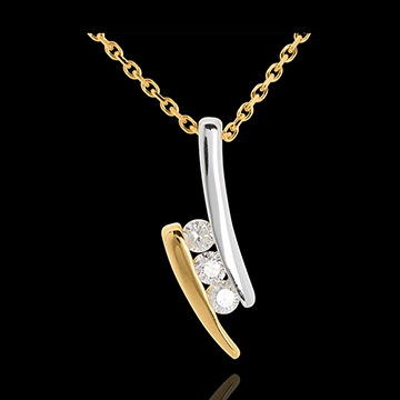 Aerial diamond trilogy necklace yellow and white gold 3 diamonds