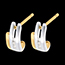 gold jewelry Stirrup trilogy earrings white and yellow gold  - 6 diamonds
