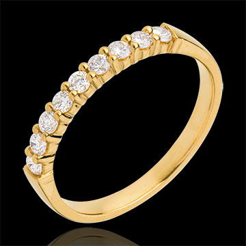 sell Wedding ring yellow gold semi paved-bar prong setting - 0.3 carat - 9 diamonds