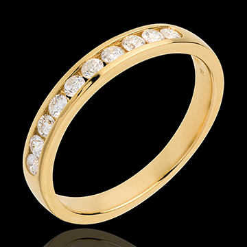 sell on line Wedding ring yellow gold semi-paved channel setting  - 0.3 carat - 10 diamonds