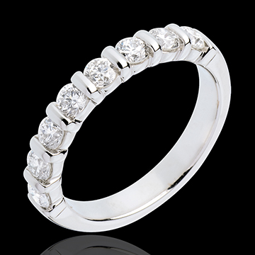 gift women Wedding ring white gold semi paved-bar channel setting - 0.75 carat - 8 diamonds