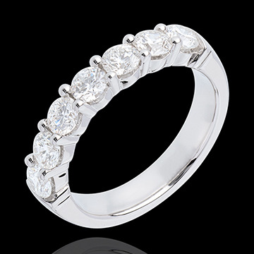 on line sell Wedding ring white gold semi paved classic prong setting - 1.2 carat - 7 diamonds