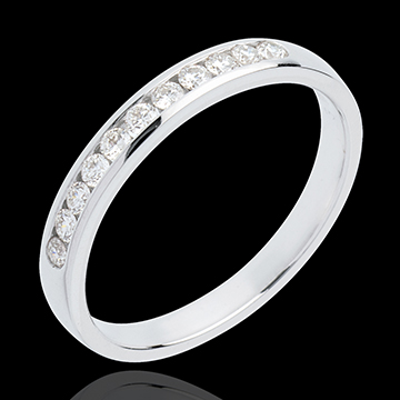 on line sell Wedding ring white gold semi paved-channel setting - 11 diamonds