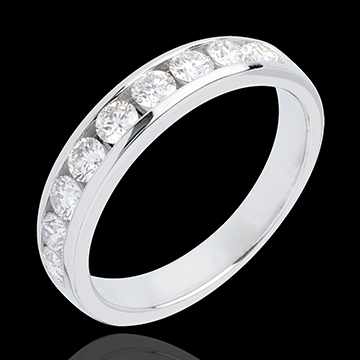 gift women Wedding ring white gold semi-paved channel setting  - 0.5 carat - 11 diamonds