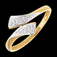 weddings ribbon shaped ring yellow gold paved 10diamonds
