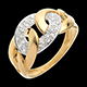 gift woman chain ring yellow gold paved 24diamonds