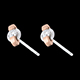 women peeking diamond earrings white and pink gold