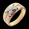 on line sell Laced diamond ring yellow and pink gold paved - 5diamonds