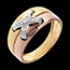 present Laced diamond ring yellow and pink gold paved - 5diamonds
