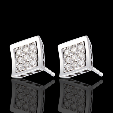 wedding Frame Stud Earrings - paved white gold  - 0.27 carat - 18 diamonds