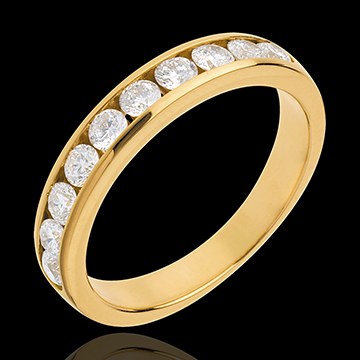 jewelry Wedding ring yellow gold semi paved-channel setting - 0.65 carat - 10 diamonds