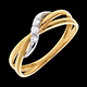 women trilogy hoop ring yellow gold white gold 3diamonds
