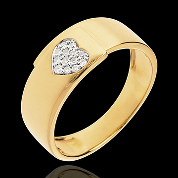 gifts women Diamond yellow gold paved heart ring - 13diamonds
