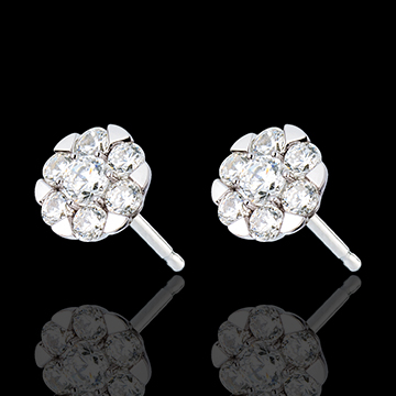 gifts Rosette Diamond Stud Earrings - white gold - 1.2 carat - 14 diamonds