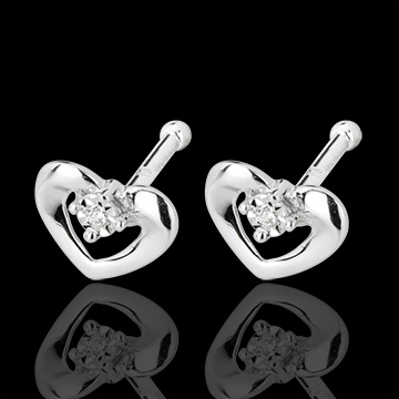 gift women White Gold and Diamond Enchanted Heart Earrings