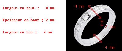 buy on line Wedding ring white gold semi-paved channel setting  - 0.5 carat - 11 diamonds
